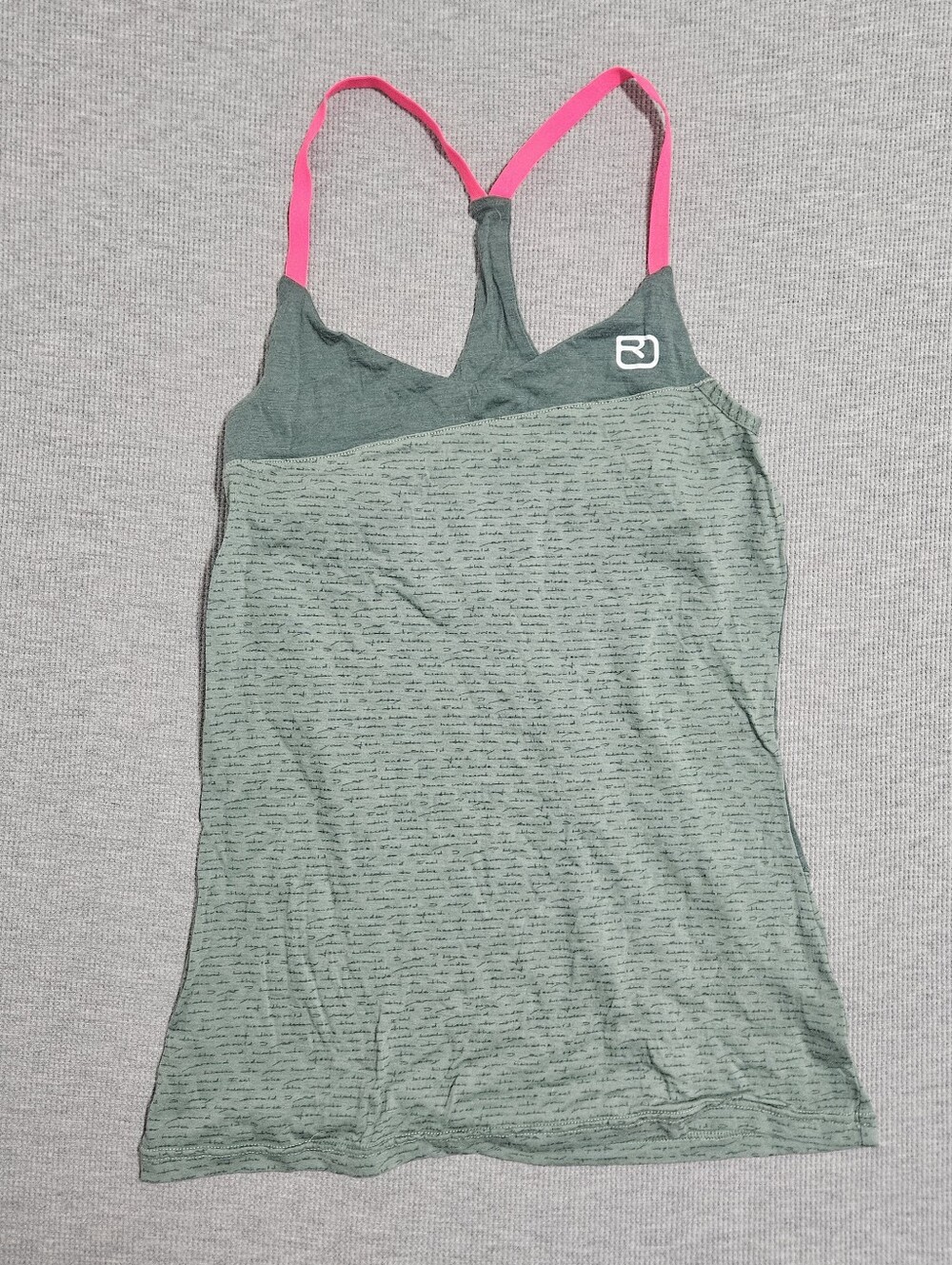 Ortovox Virgin Wool Blend Green Tank Top with Pink Strapssize XS